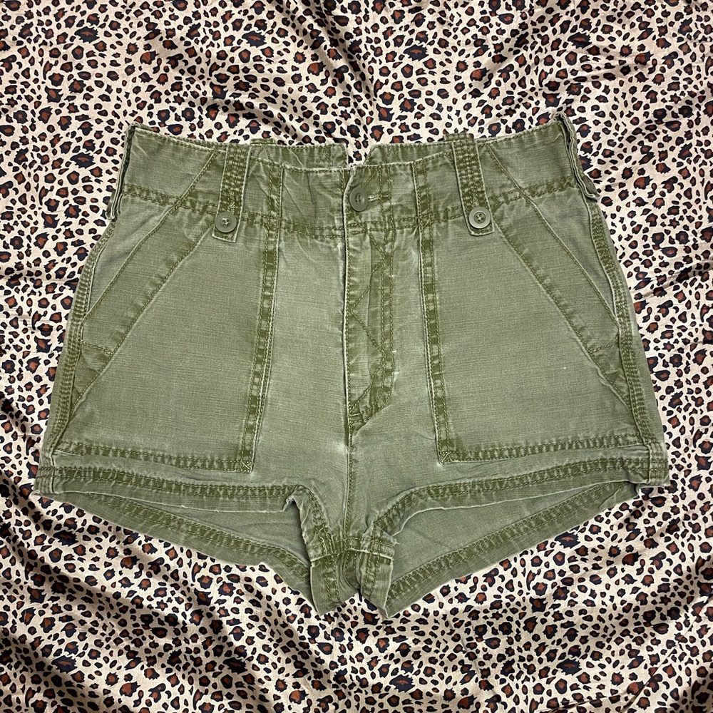 Free People green denim shorts